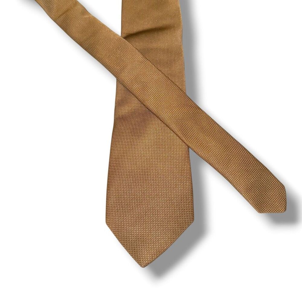 Tom James Solid Tan Woven Silk Neck Tie Made in USA